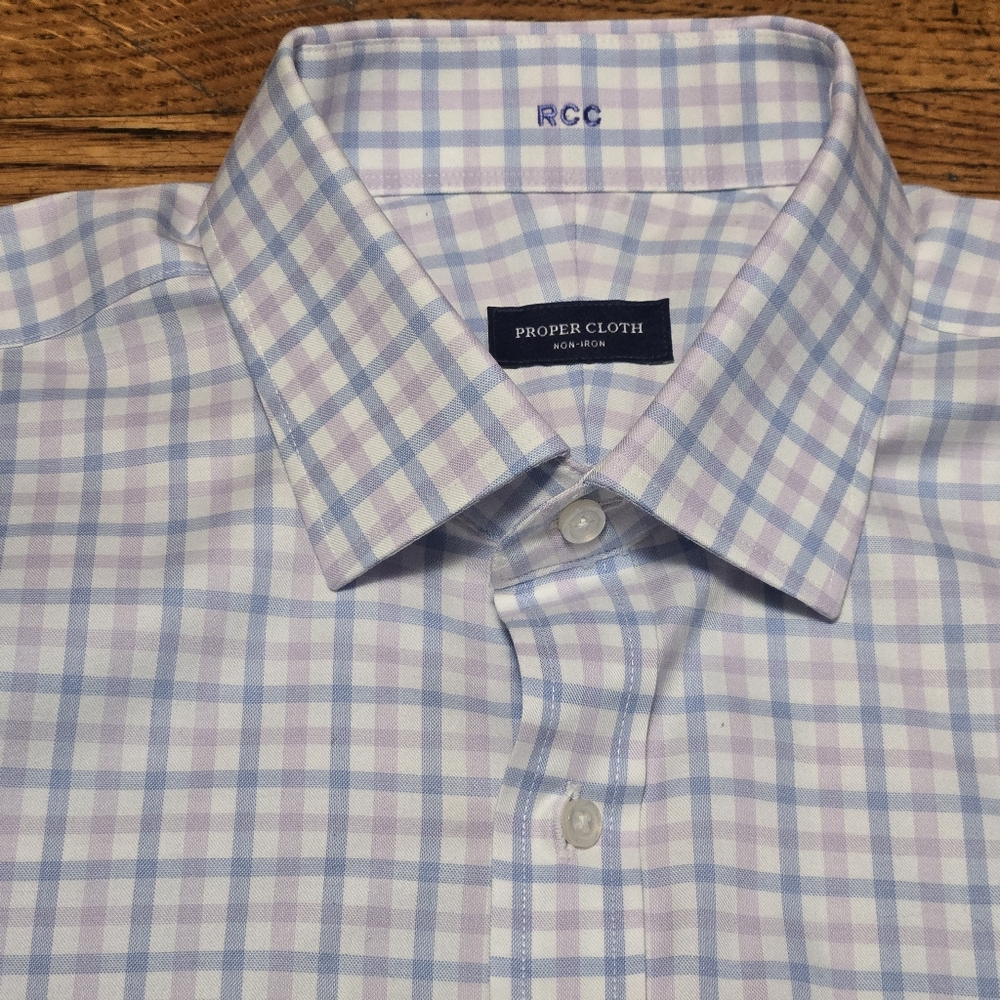 Proper Cloth Stretch Non-Iron supima Blue & Lilac Multi Check Shirt- 17-36/37